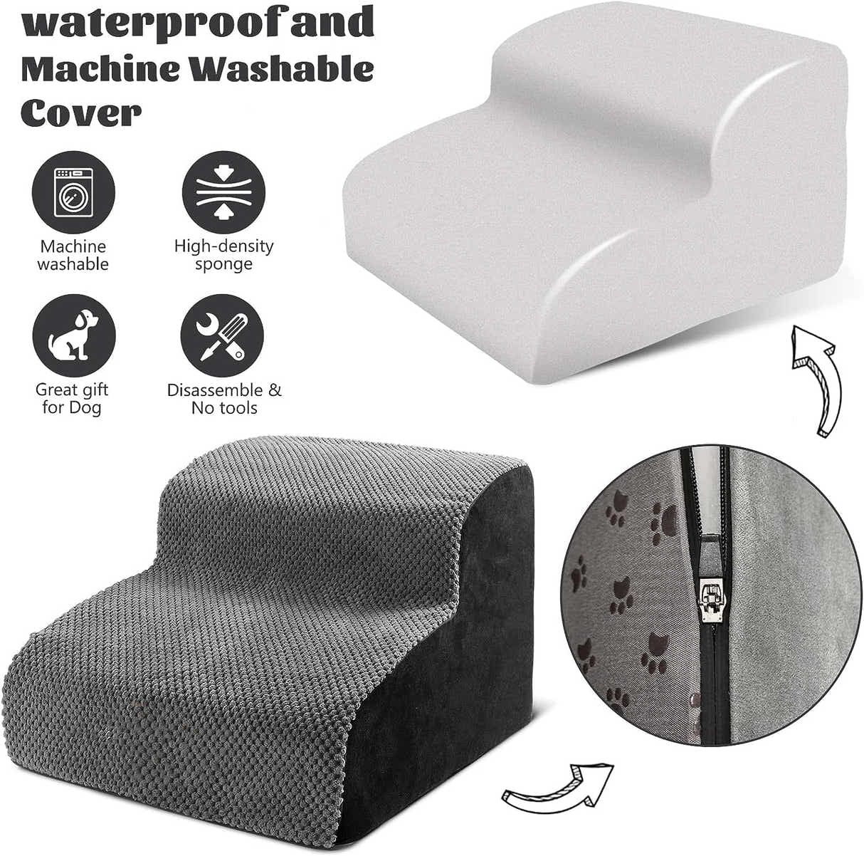 DS BS High Density Foam Pet Stairs - 2 Tiers