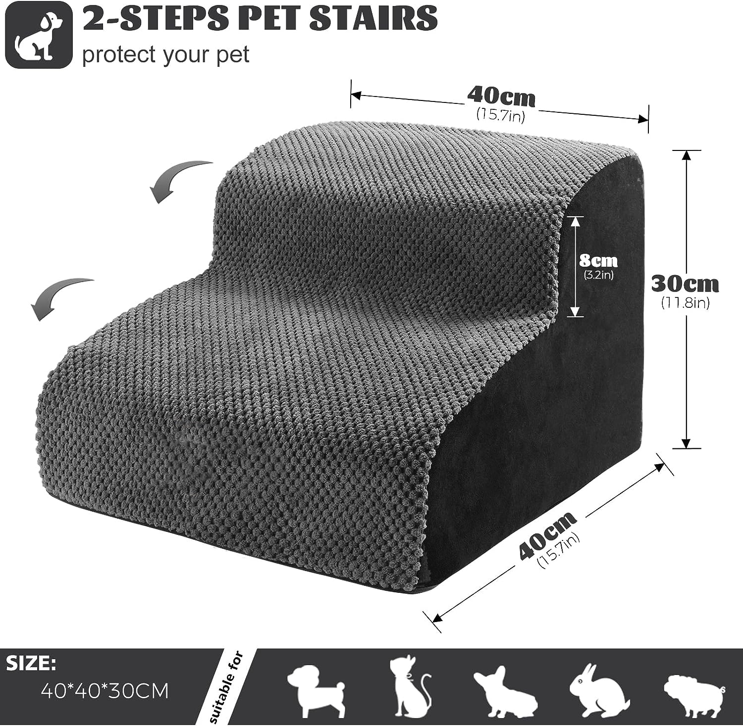 DS BS High Density Foam Pet Stairs - 2 Tiers