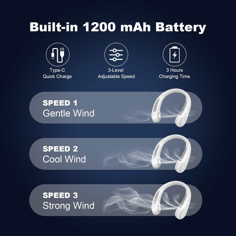 DS BS USB Rechargeable Bladeless Portable Neck Fan-Pink