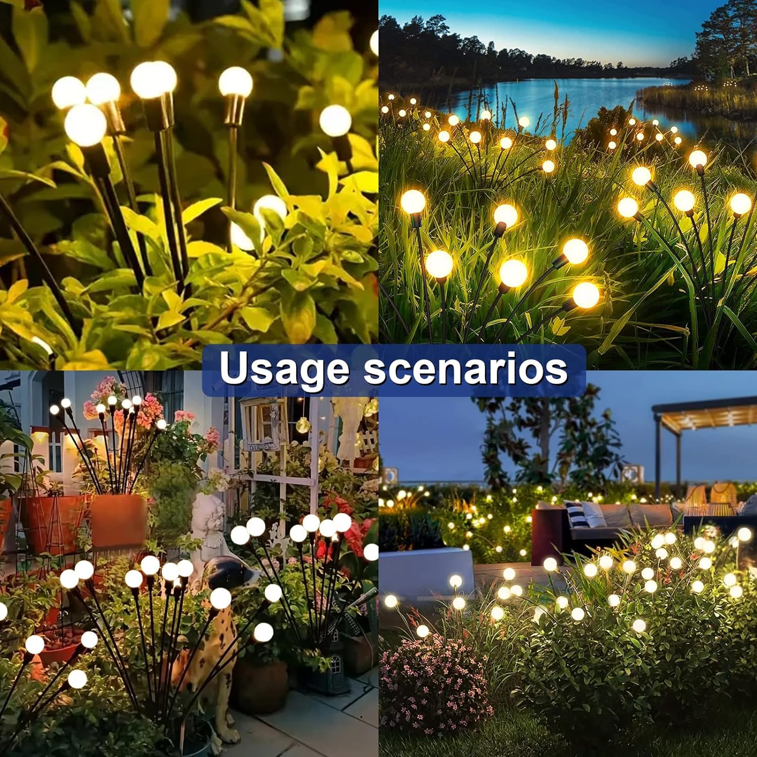 DS BS 2 Pack 10 LED Solar Powered Firefly Lights