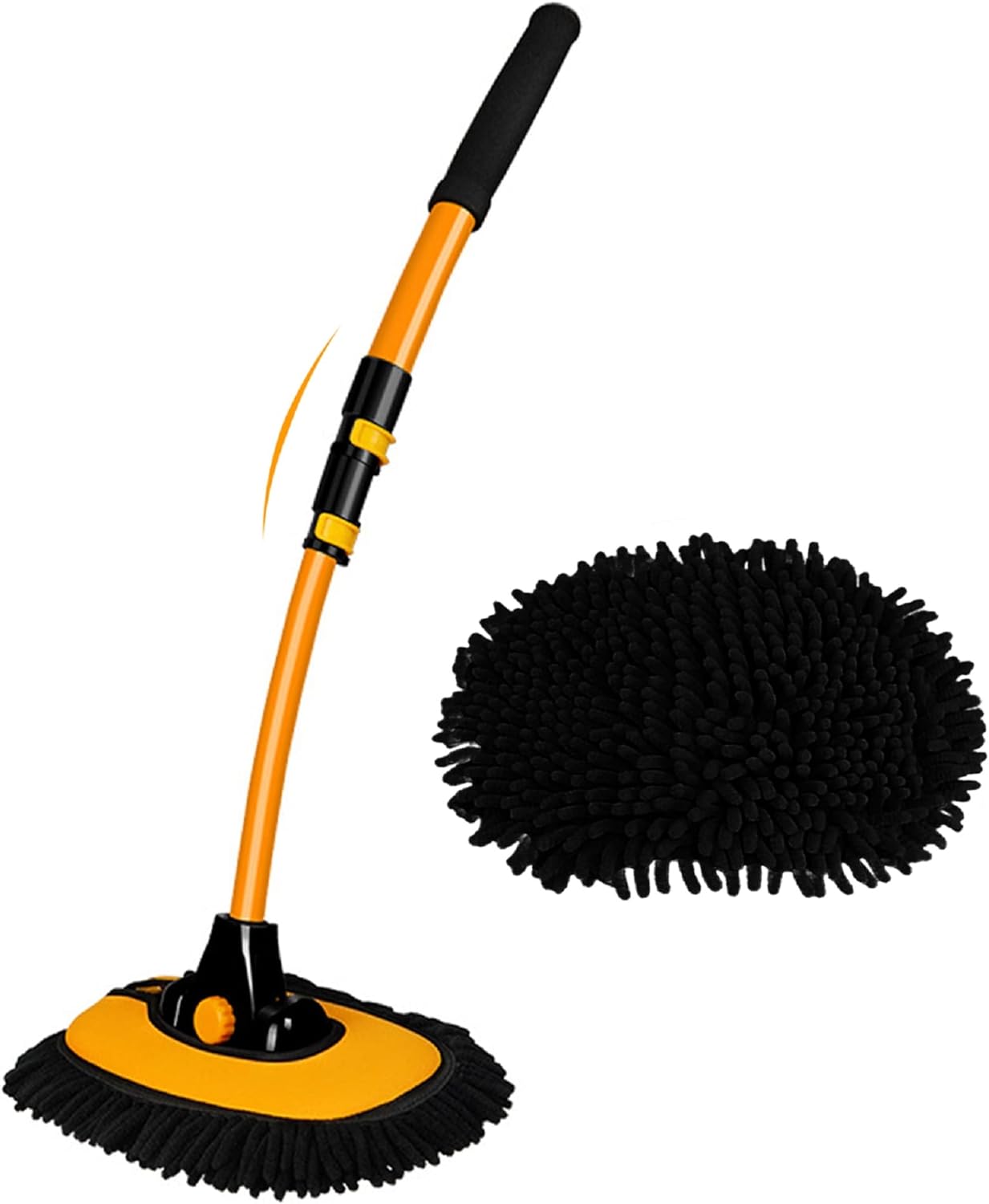 DS BS 15° Bend Car Wash Brush with Long Handle and 2 Microfiber Mop Pads
