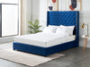 Aria Bed Frame Queen Velvet Blue