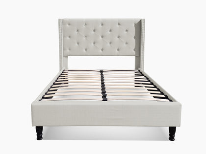T New Lisbeth Fabric Bed Frame Double Beige
