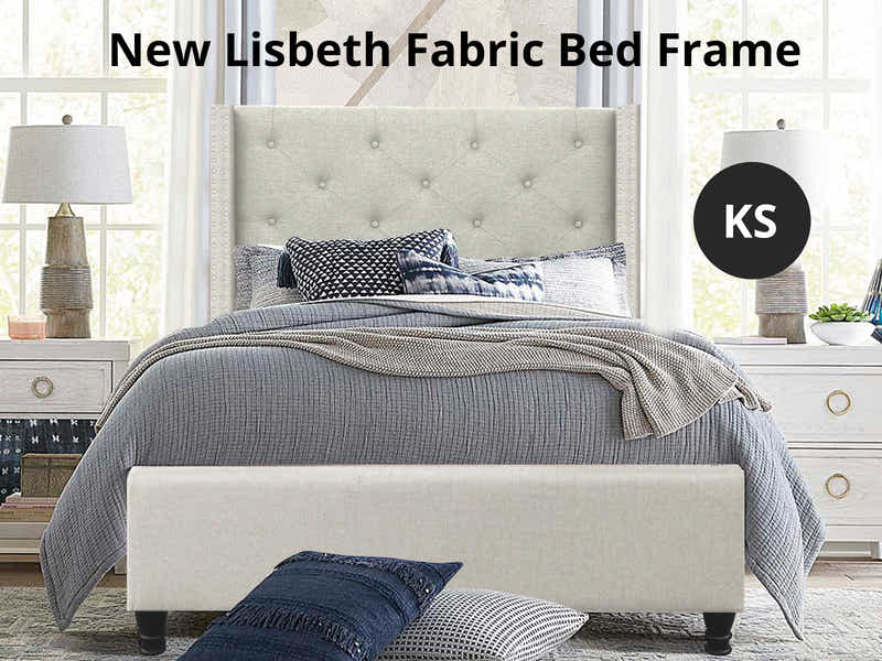 New Lisbeth Bed Frame Beige - King Single