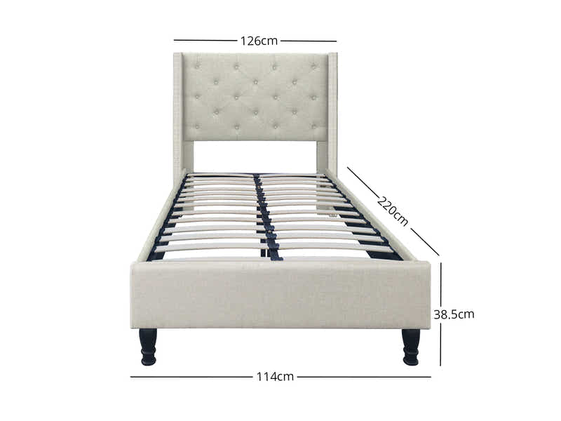 New Lisbeth Bed Frame Beige - King Single