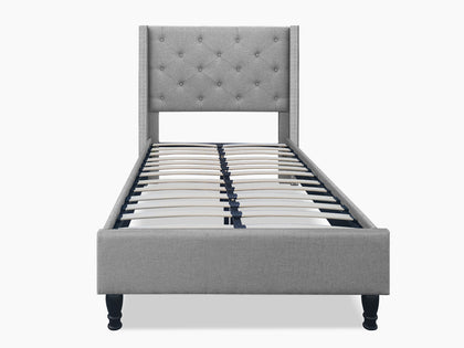 T New Lisbeth Fabric Bed Frame King Single Grey