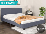 T Neora Linen Bed Frame Queen Dark Grey