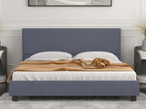 T Neora Linen Bed Frame Queen Dark Grey