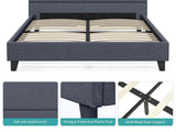 T Neora Linen Bed Frame Queen Dark Grey