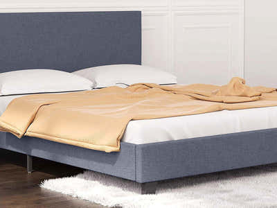 T Neora Linen Bed Frame Queen Dark Grey