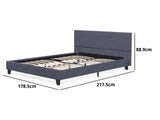 T Neora Linen Bed Frame Queen Dark Grey
