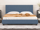 T Neora Linen Bed Frame Queen Dark Blue