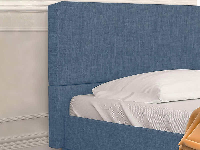 T Neora Linen Bed Frame Queen Dark Blue