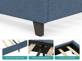 T Neora Linen Bed Frame Queen Dark Blue