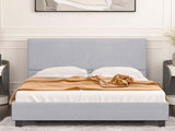 T Neora Linen Bed Frame Queen Light Grey