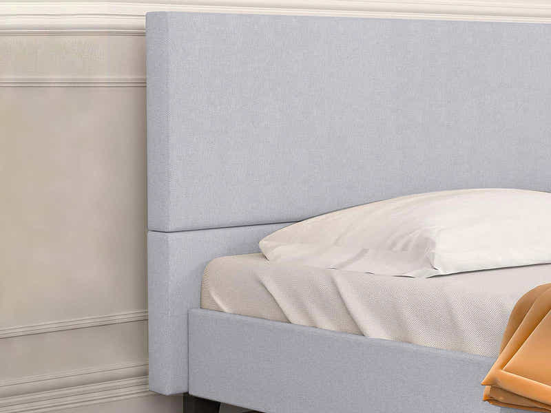 T Neora Linen Bed Frame Queen Light Grey