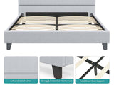 T Neora Linen Bed Frame Queen Light Grey