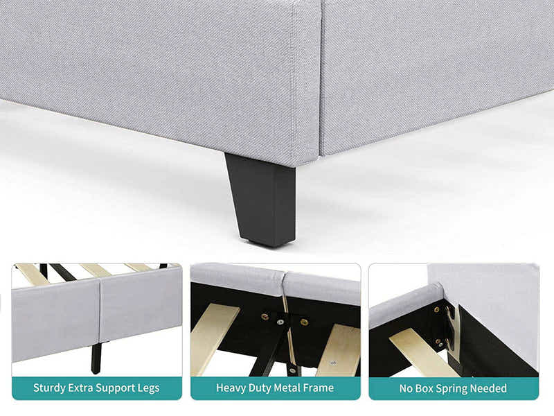 T Neora Linen Bed Frame Queen Light Grey