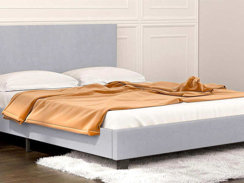 T Neora Linen Bed Frame Queen Light Grey