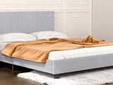 T Neora Linen Bed Frame Queen Light Grey