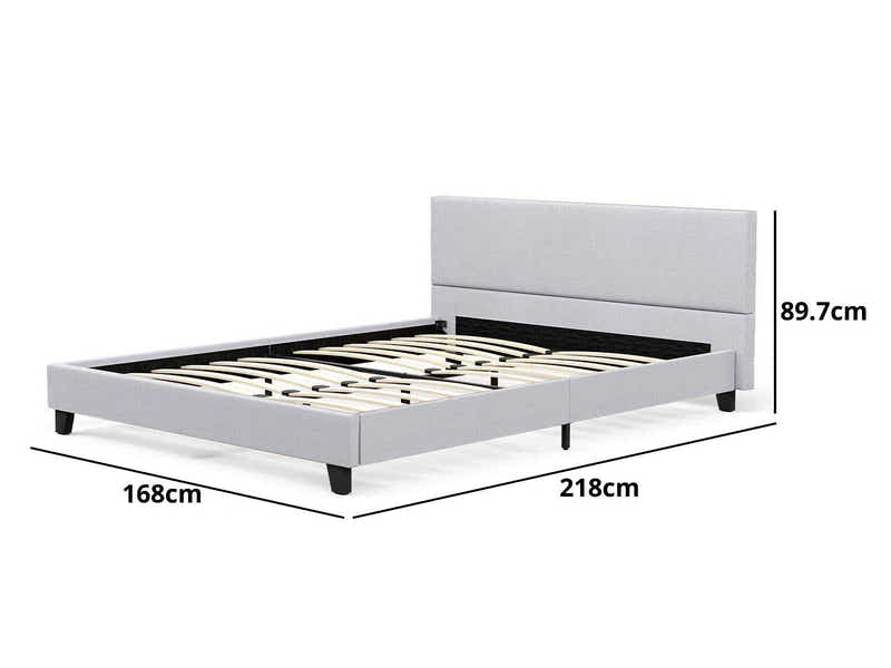 T Neora Linen Bed Frame Queen Light Grey