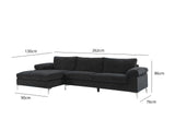 New Ronni Sectional Sofa with Left Chaise Velvet Black