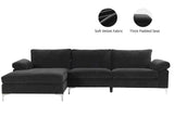 New Ronni Sectional Sofa with Left Chaise Velvet Black