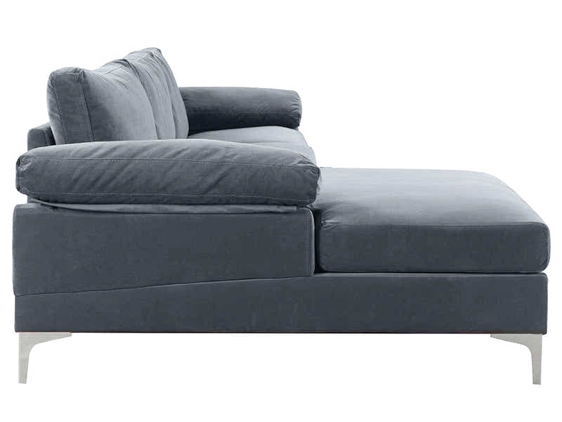 Ronni Velvet Sofa with Left Chaise - Dark Grey