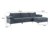 New Ronni Sectional Sofa with Right Chaise Velvet Dark Grey