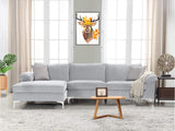 New Ronni Sectional Sofa with Left Chaise Velvet Grey