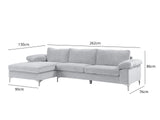 New Ronni Sectional Sofa with Left Chaise Velvet Grey