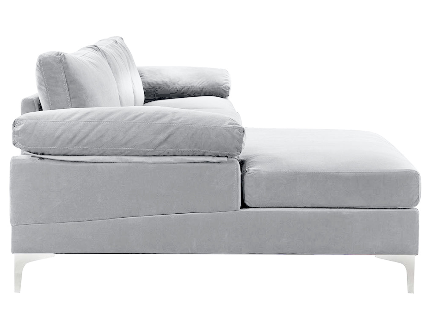 New Ronni Sectional Sofa with Left Chaise Velvet Grey