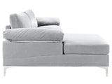 New Ronni Sectional Sofa with Left Chaise Velvet Grey