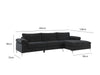 New Ronni Sectional Sofa with Right Chaise Velvet Black