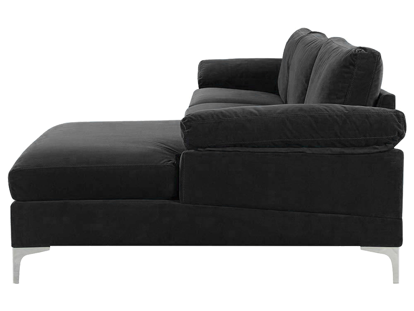 New Ronni Sectional Sofa with Right Chaise Velvet Black