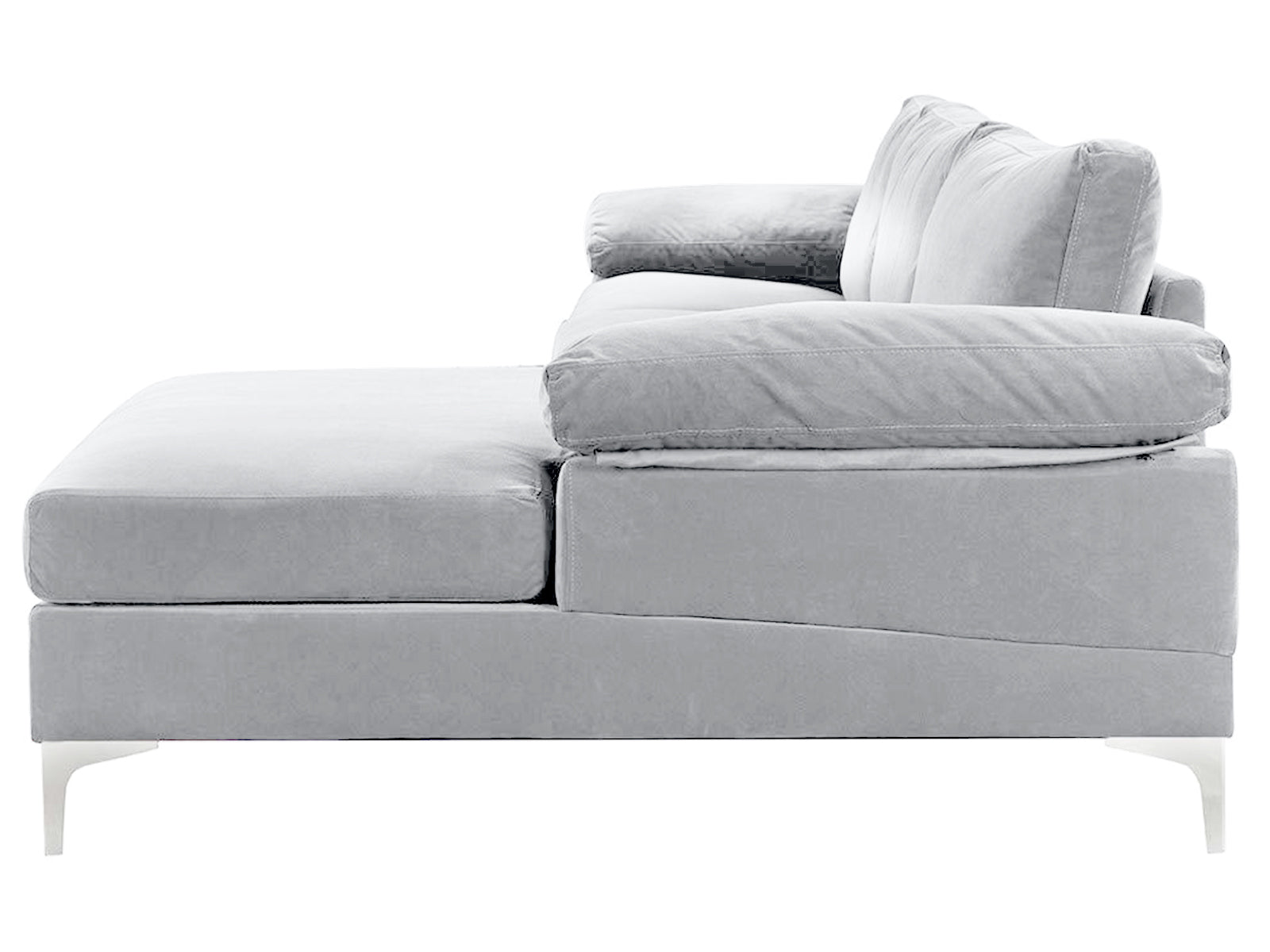 New Ronni Sectional Sofa with Right Chaise Velvet Grey