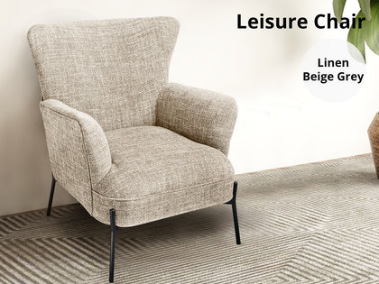 Leisure Chair 1613 Linen Beige Grey