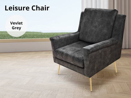 Leisure Chair 1636 Vevlet Grey