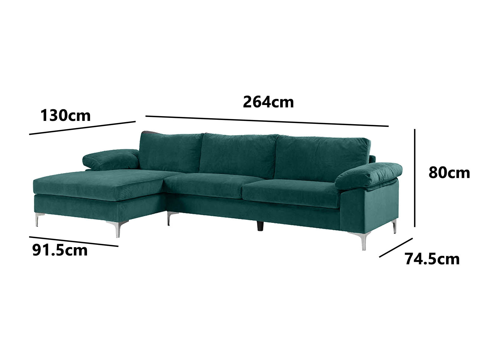 Ronni Sectional Sofa Velvet Green