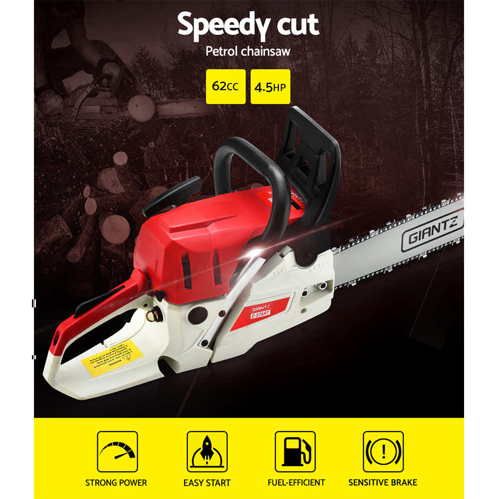 DS NA 62CC Chainsaw Commercial Petrol 20" Bar E-Start 20 Bar Pruning Chain Saw