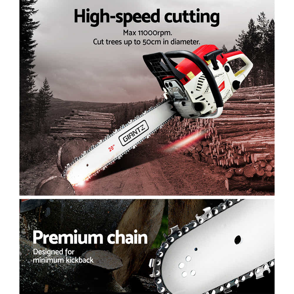 DS NA 62CC Chainsaw Commercial Petrol 20" Bar E-Start 20 Bar Pruning Chain Saw