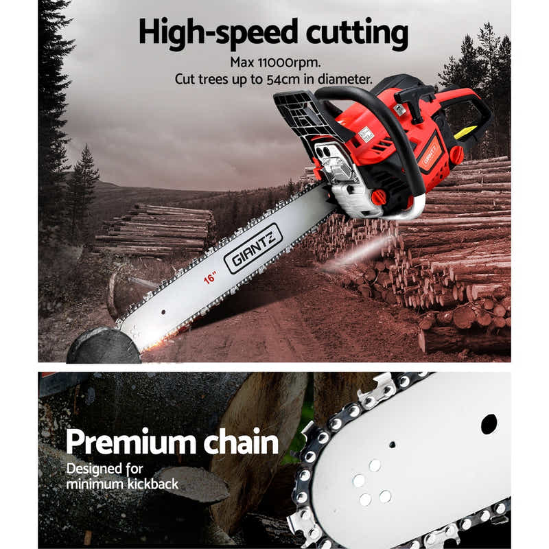 DS NA Giantz Petrol Chain Saw E-Start Commercial 45cc 16'' Top Handle Tree