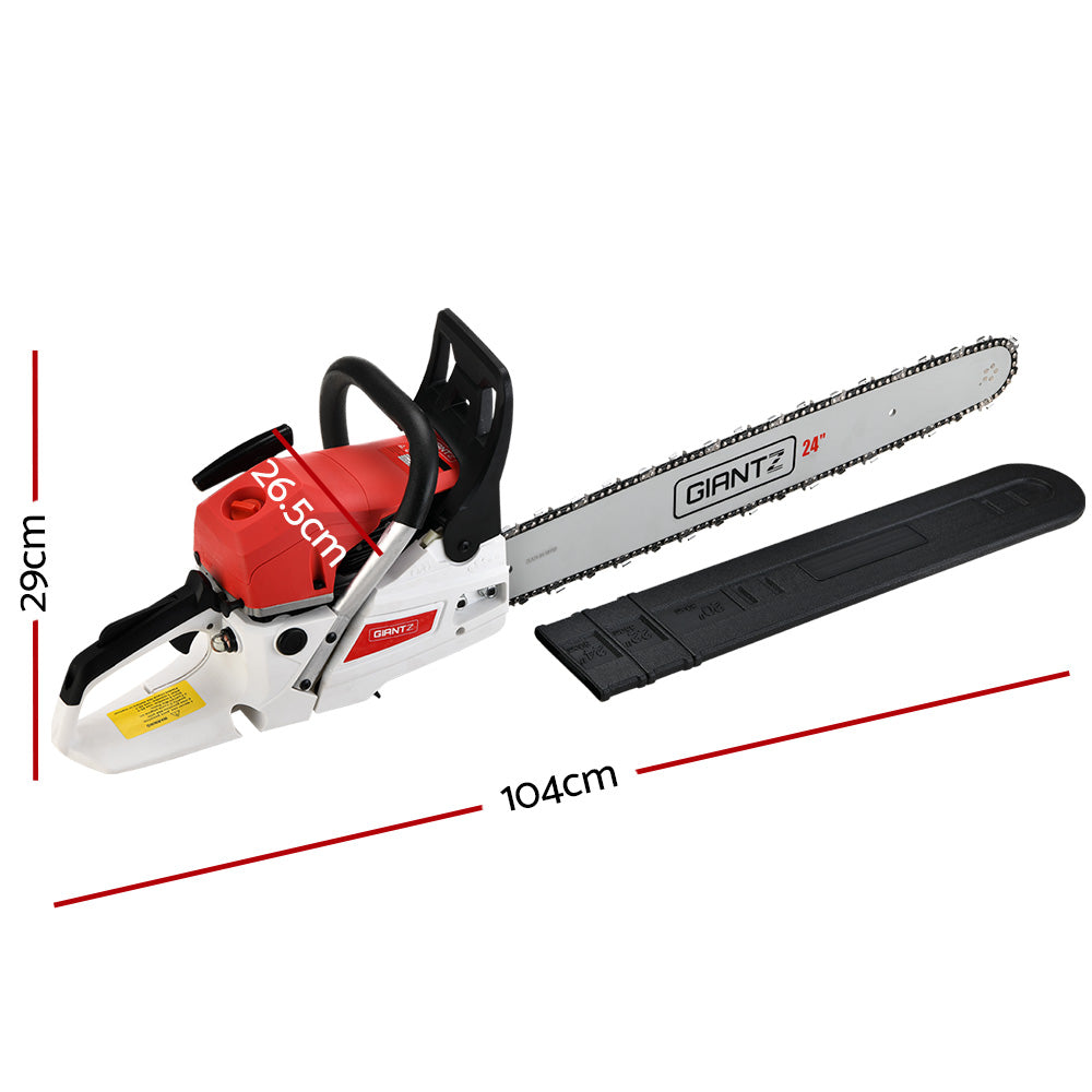 DS NA 62cc Chainsaw Petrol Commercial 24" Bar E-Start Tree Chain Saw 5.2HP