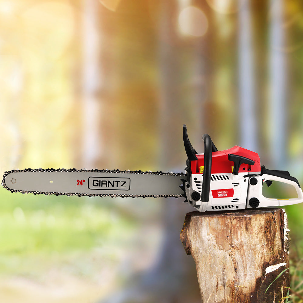 DS NA 62cc Chainsaw Petrol Commercial 24" Bar E-Start Tree Chain Saw 5.2HP