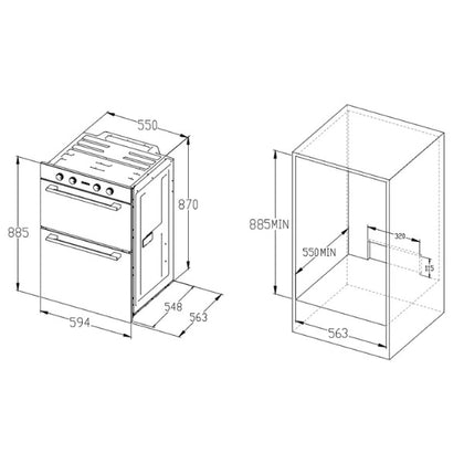 Midea Double Wall Oven 35L top and 70L Bottom D70M30D0