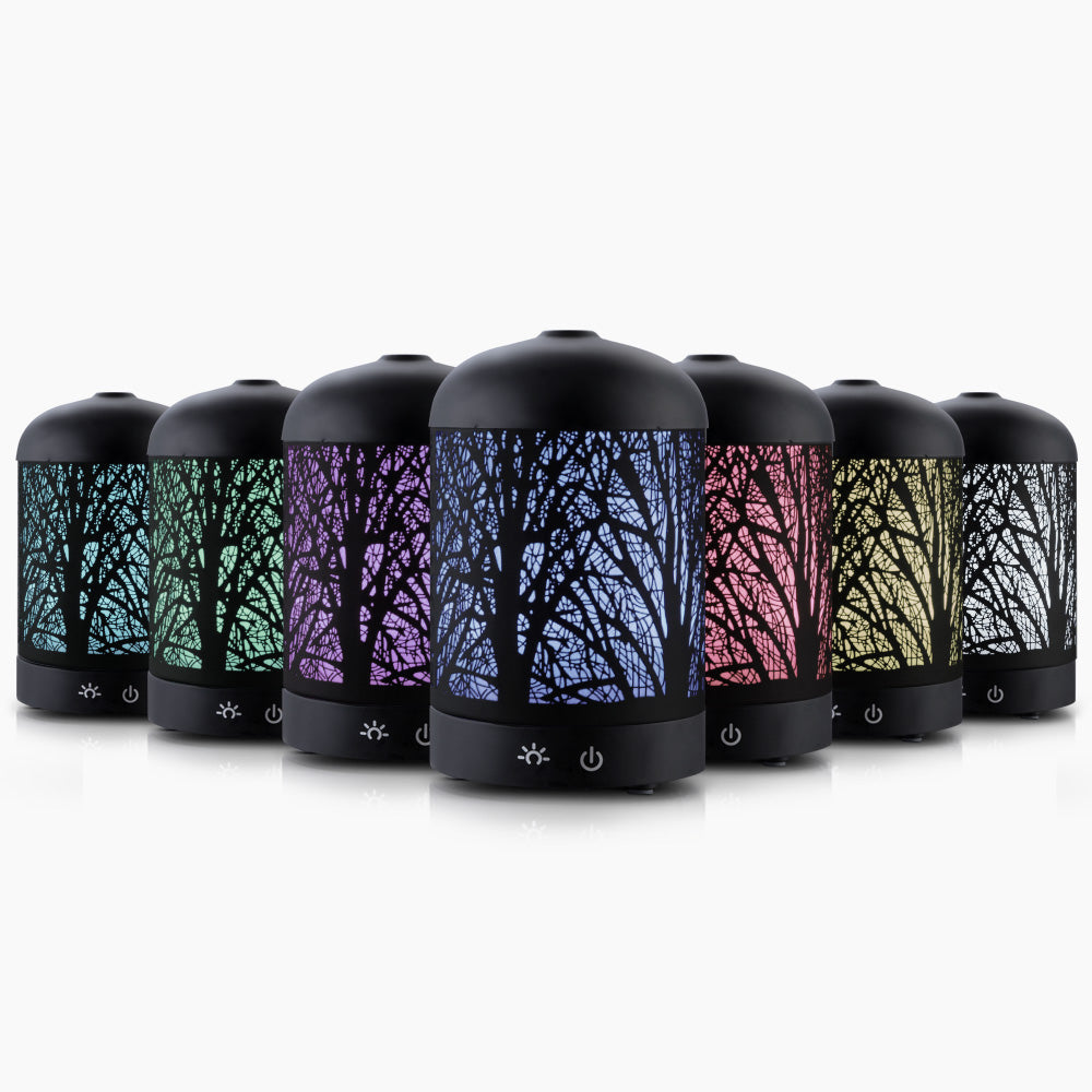 DS NA Aroma Aromatherapy LED Night Light Iron Air  Black Forrest Pattern 160ml