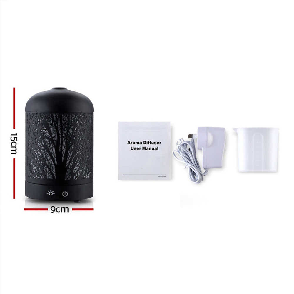 DS NA Aroma Aromatherapy LED Night Light Iron Air  Black Forrest Pattern 160ml