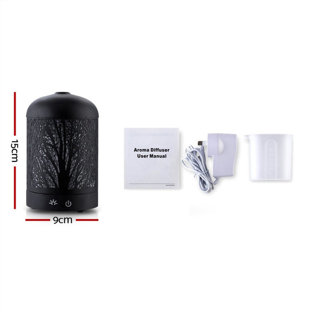 DS NA Aroma Aromatherapy LED Night Light Iron Air  Black Forrest Pattern 160ml