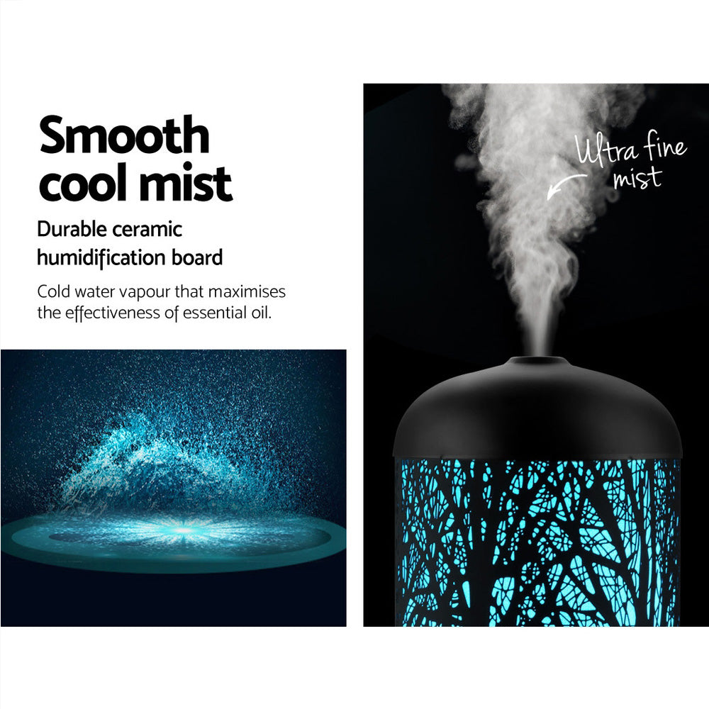 DS NA Aroma Aromatherapy LED Night Light Iron Air  Black Forrest Pattern 160ml
