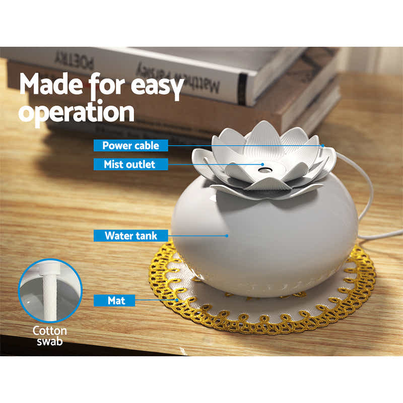 Aromatherapy Diffuser Aroma Ceramic Essential Oils Air Humidifier Lotus